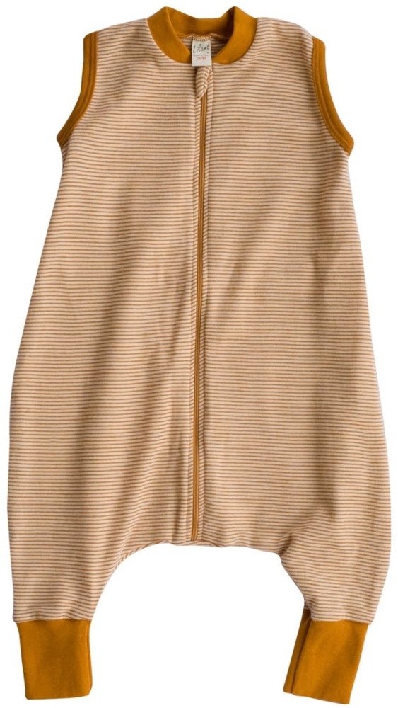 Lilano, Schlafsack mit Bein, geringelt, Merinowolle (kbT), Seide, 210 g/m² (Curry/Natur, 86-92) Bild 1