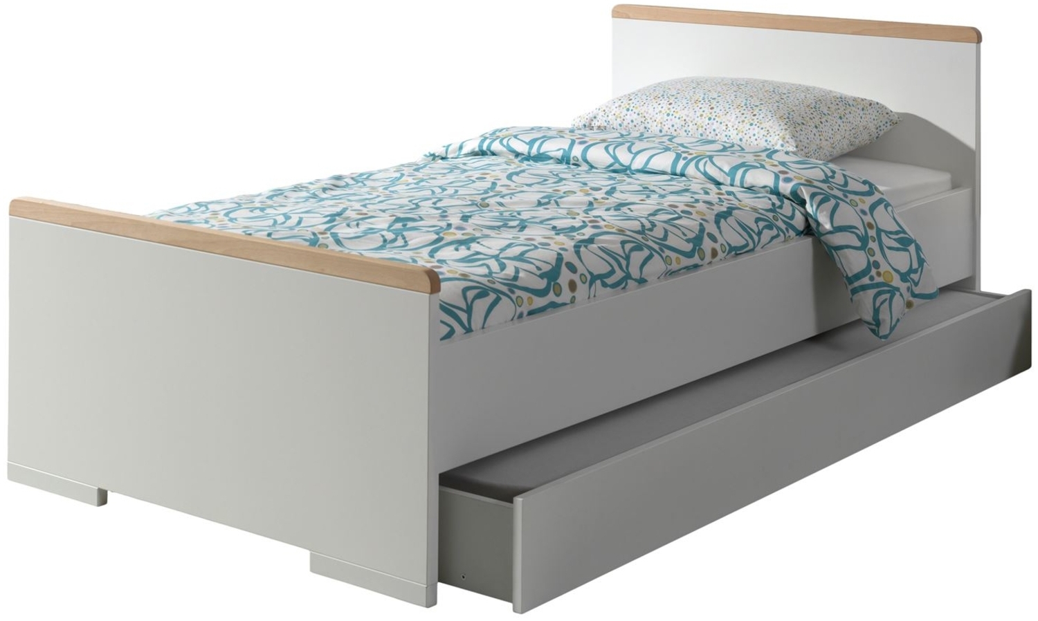 Einzelbett Kariotta 205x97x76 Holzwerkstoff Weiß/Buche Bild 1
