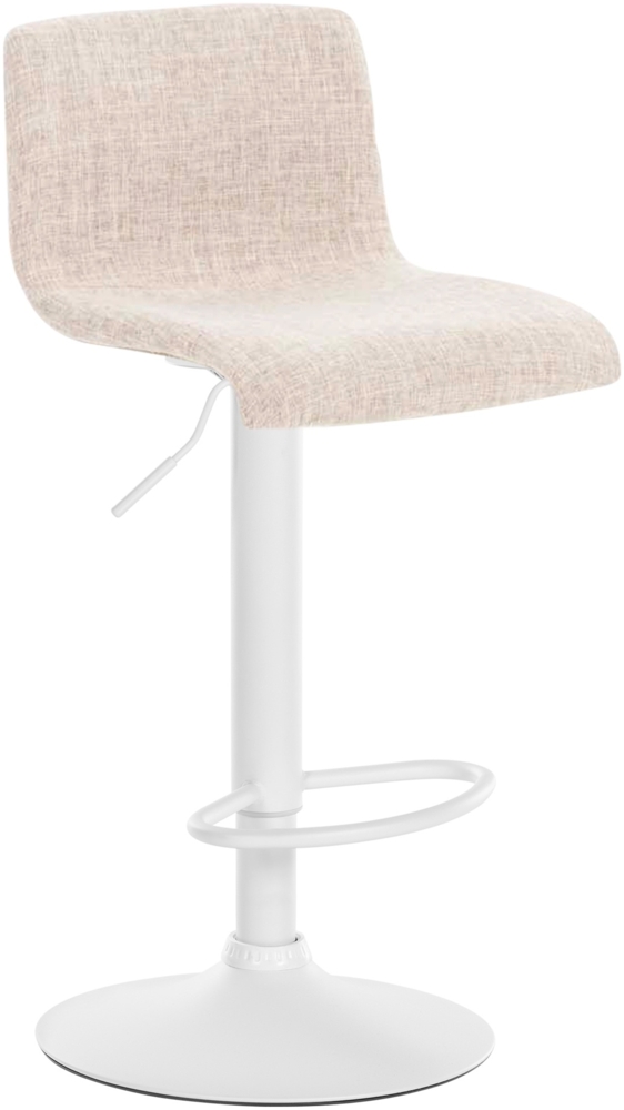 Barhocker PESAN - Stoff Creme 39 x 36 x 84 cm Weiß | Barstuhl Höhenverstellbar Mit Lehne Drehbar Tresenhocker Tresenstuhl Kneipenhocker Kneipenstuhl Bild 1