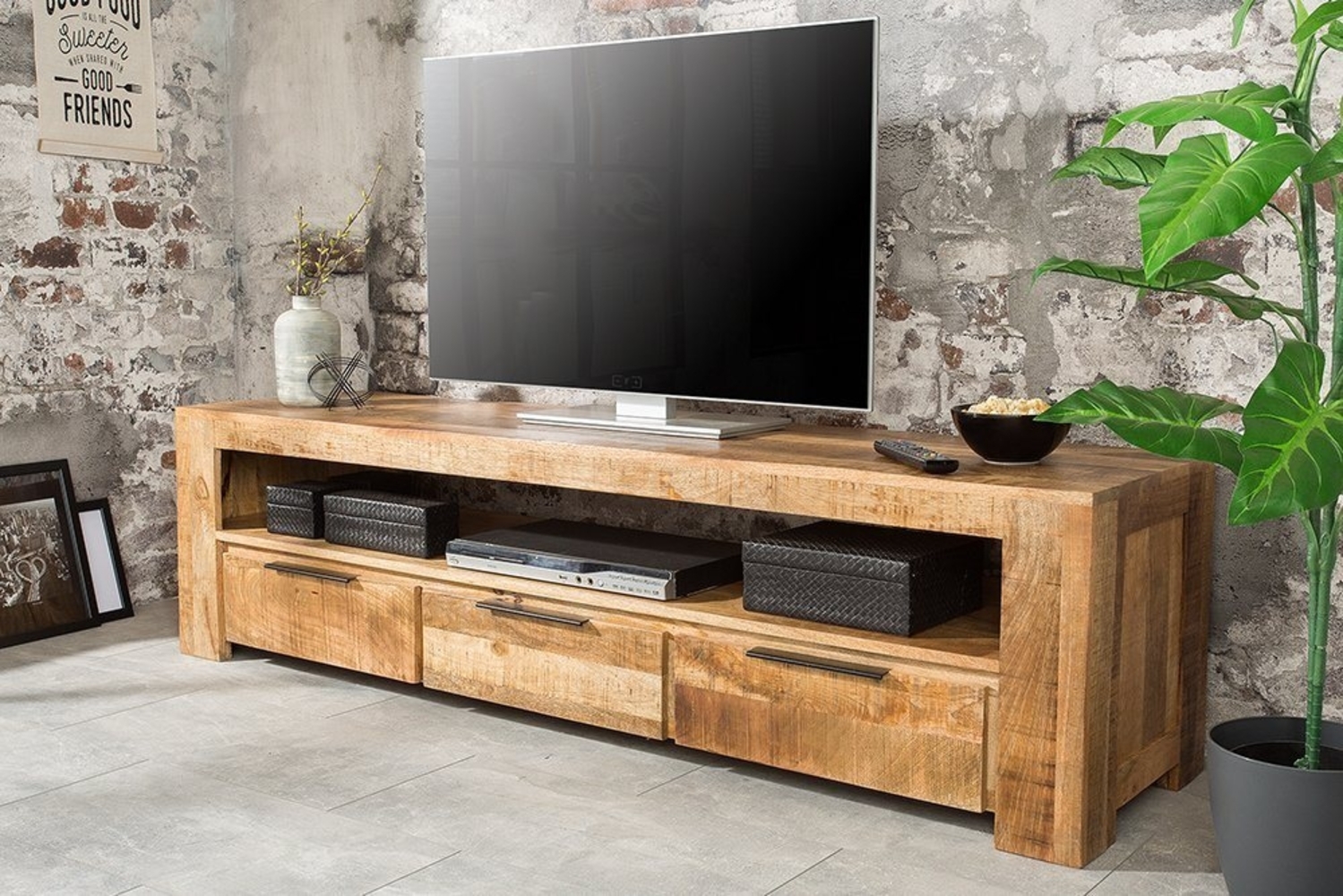 Sitheim-Europe Lowboard Woodridge Massives TV-Board 170cm Mangoholz Low-board mit 3 Schubladen Bild 1