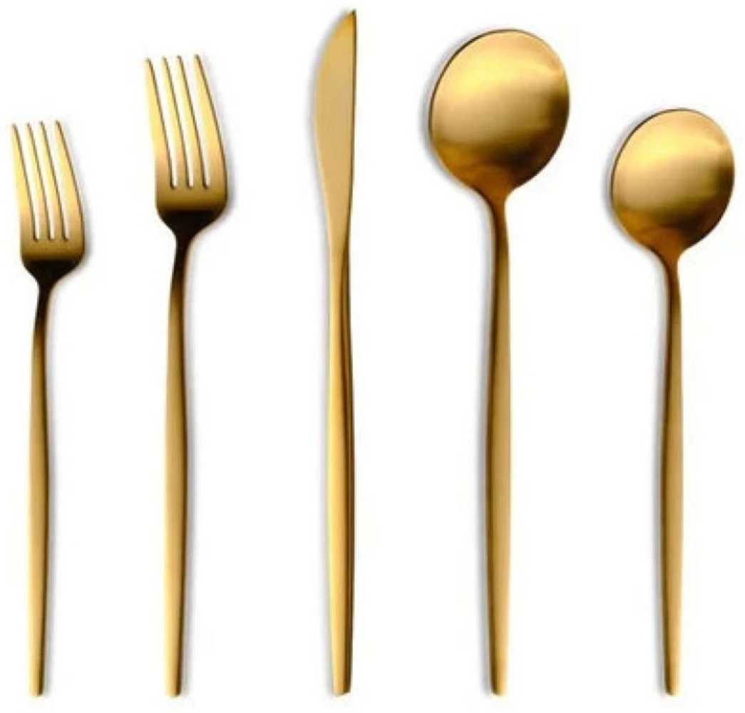 Karaca Besteck-Set Karaca Orion Matte Gold 12-Personen 60-Teiliges Besteckset, 12 Personen, Besteck Set mit Messer Gabel Löffel Rostfreier Stahl Spülmaschinenfest Bild 1