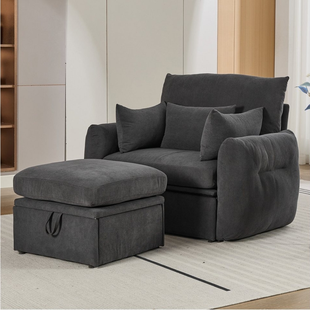 MODFU Ecksofa mit Stauraum, Sessel, Polstersessel, Polsterstuhl, mit Fußhocker, weichem Polster und ergonomischer Rückenlehne Bild 1