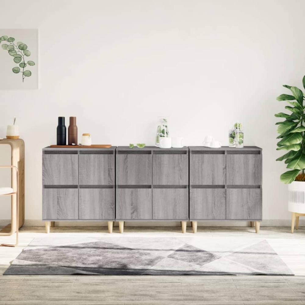 vidaXL Sideboards 3 Stk. Grau Sonoma 60x35x70 cm Holzwerkstoff 3185773 Bild 1