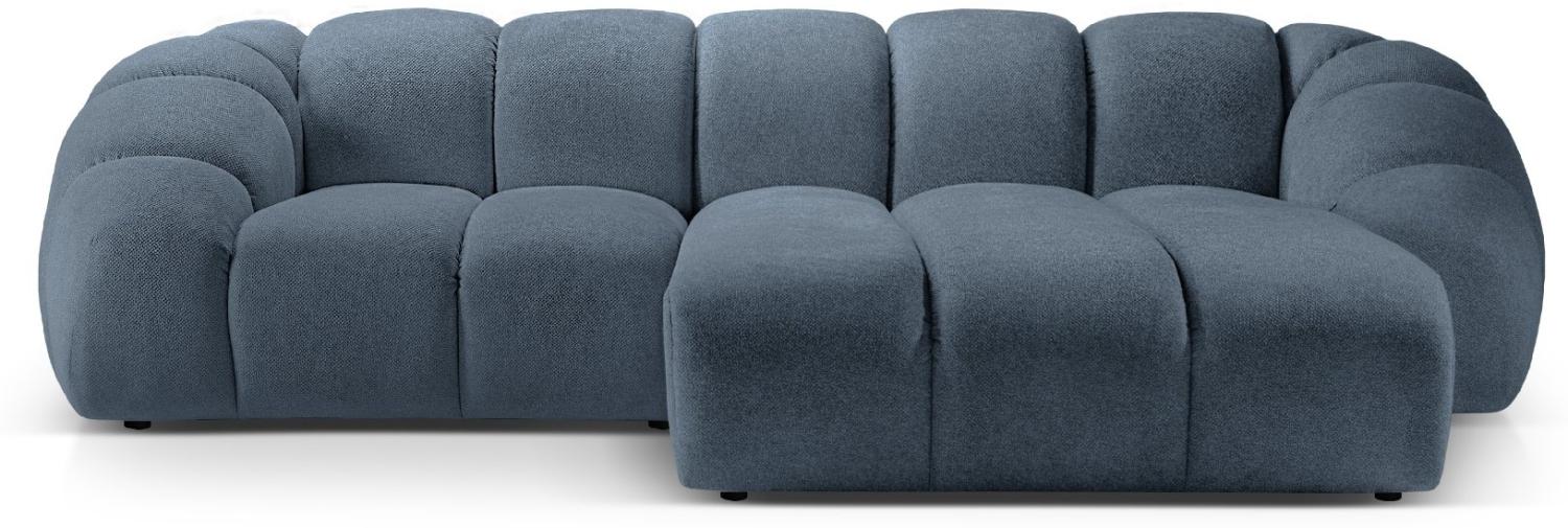 Micadoni Ecksofa Diana 3-Sitzer Rechts Strukturierter Samtstoff Jeansblau Bild 1