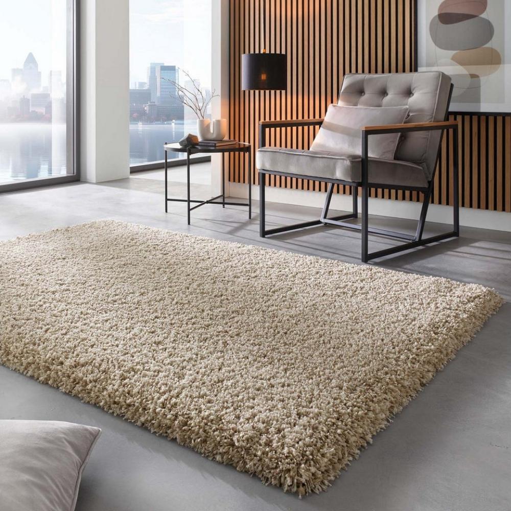 TaraCarpet Langflor-Teppich Ragolle Twilight, rechteckig, Höhe: 60 mm, Shaggy Hochflorteppich weiß beige Wohnzimmer Schlafzimmer 065x130 Bild 1