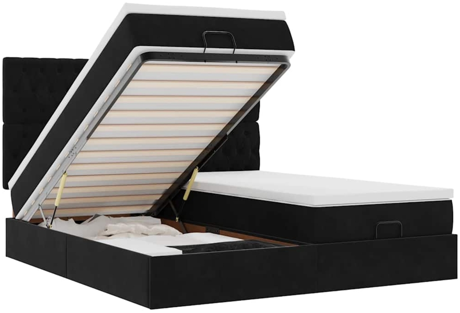 vidaXL Ottoman-Bett mit Matratzen & LEDs Schwarz 160x200 cm Samt 3314635 Bild 1