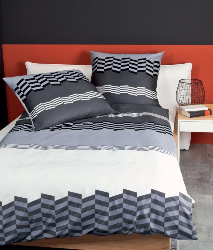 Janine J.D. Mako-Satin Bettwäsche 240x220 Geometrisch grau silber 87011-08 Bild 1