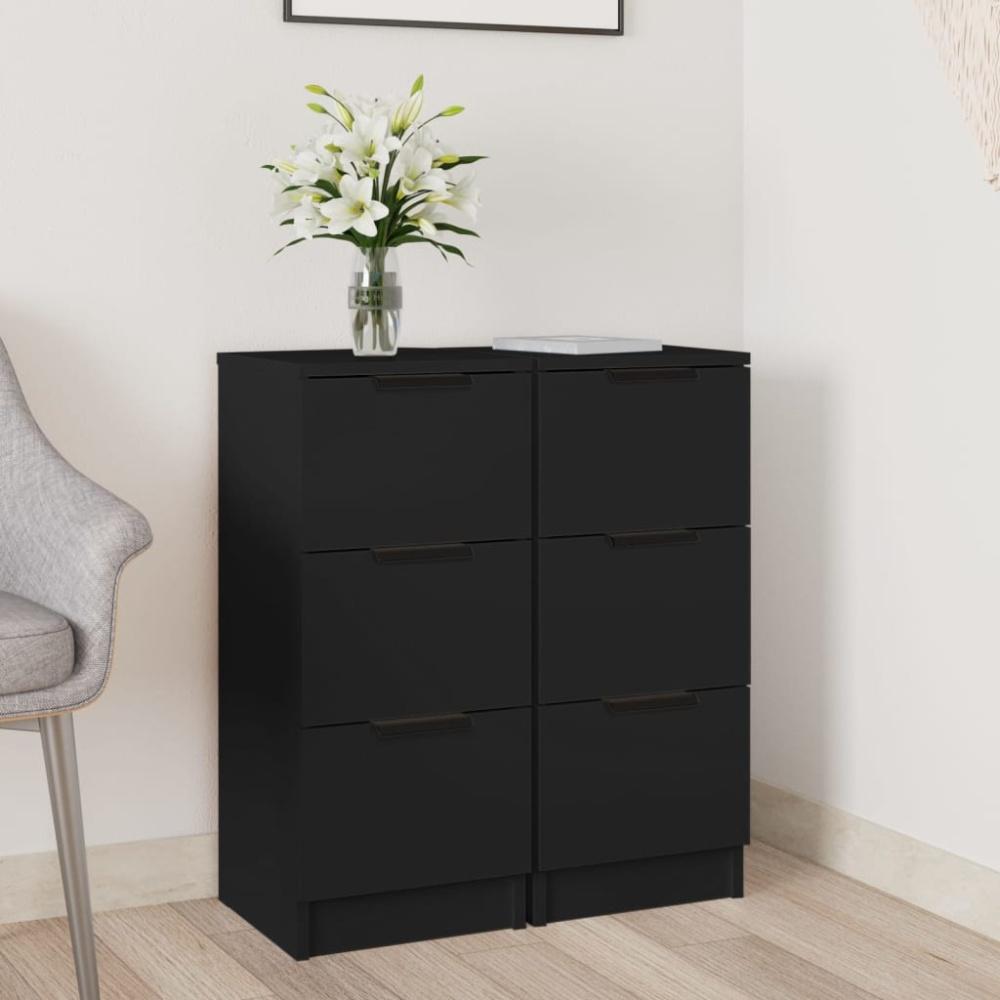 vidaXL Sideboards 2 Stk. Schwarz 30x30x70 cm Holzwerkstoff 811154 Bild 1