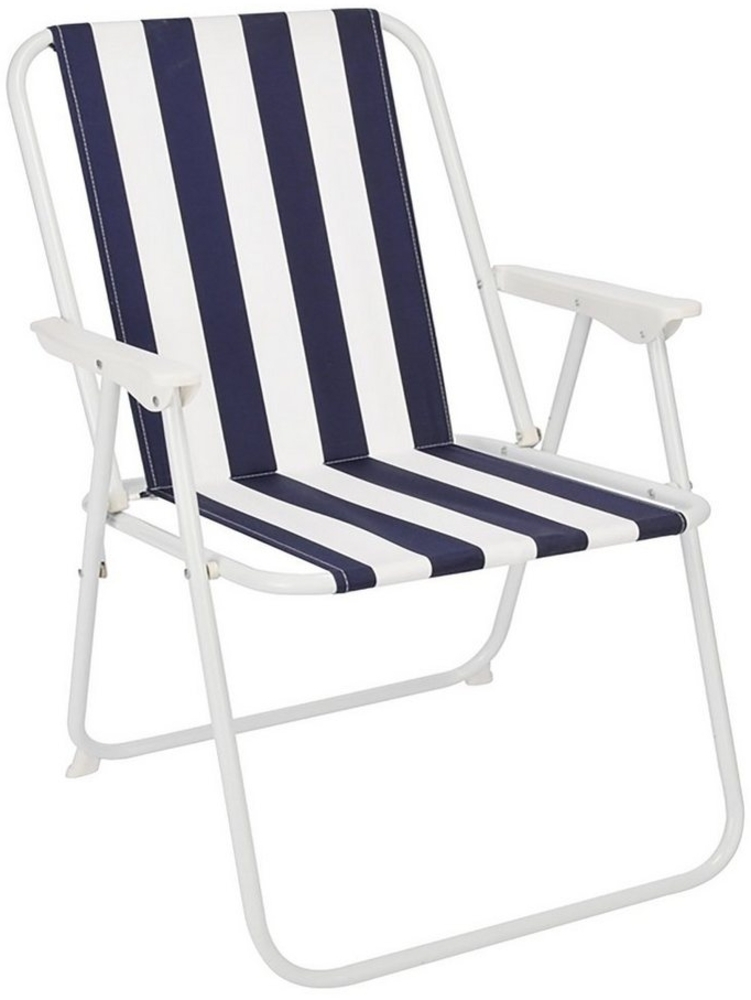 Mojawo Campingstuhl, klappbar, Stahlgestell / Textil, 53 x 46 x 74 cm, Blau / Weiß Bild 1