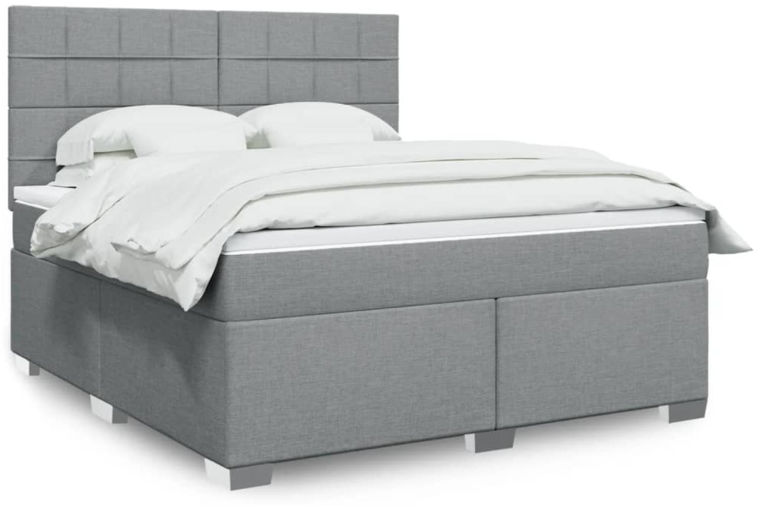 vidaXL Boxspringbett mit Matratze Hellgrau 180x200 cm Stoff 3290567 Bild 1