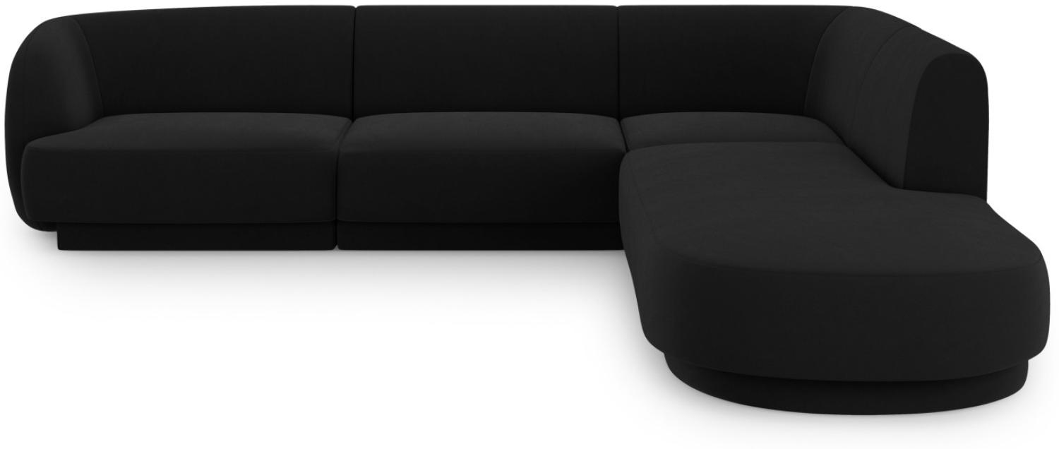 Micadoni 6-Sitzer Ecke rechts Sofa Miley | Beinfarbe Black Plastic, Schwarz, Samt Bild 1