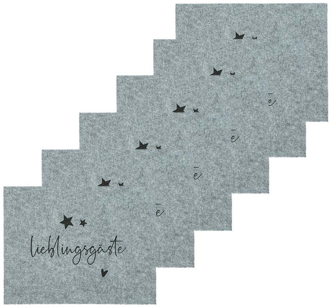 NOOR LIVING Platzset Tischset aus Deko Filz, (6er Set 45x35cm, mit Beschriftung "Lieblingsgäste), ideal für Tischdeko Weihnachten oder Geburtstag Bild 1