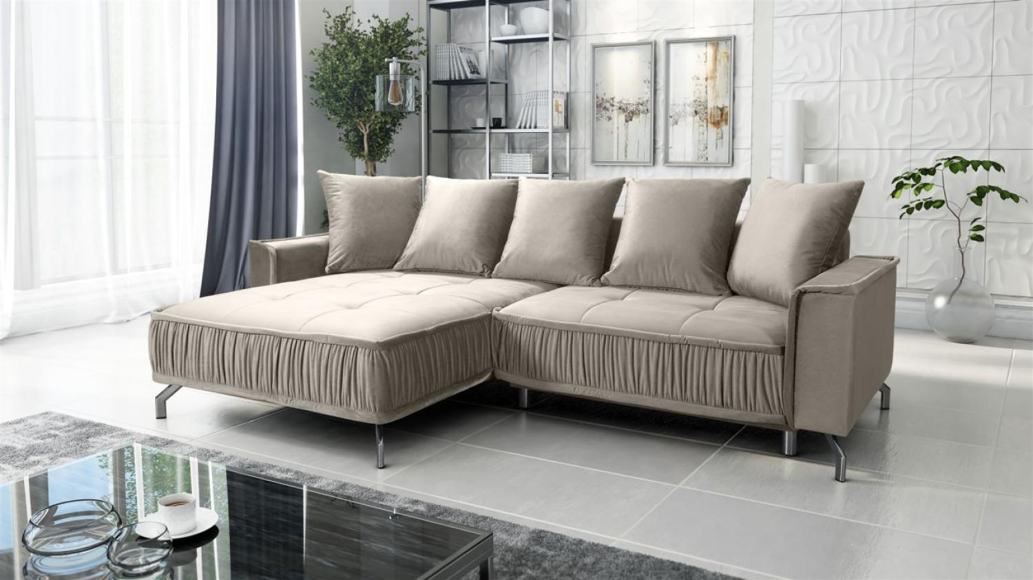 Ecksofa Schlafsofa Sofa FLORENCE Stoff Element Hellbeige Ottomane Links Bild 1