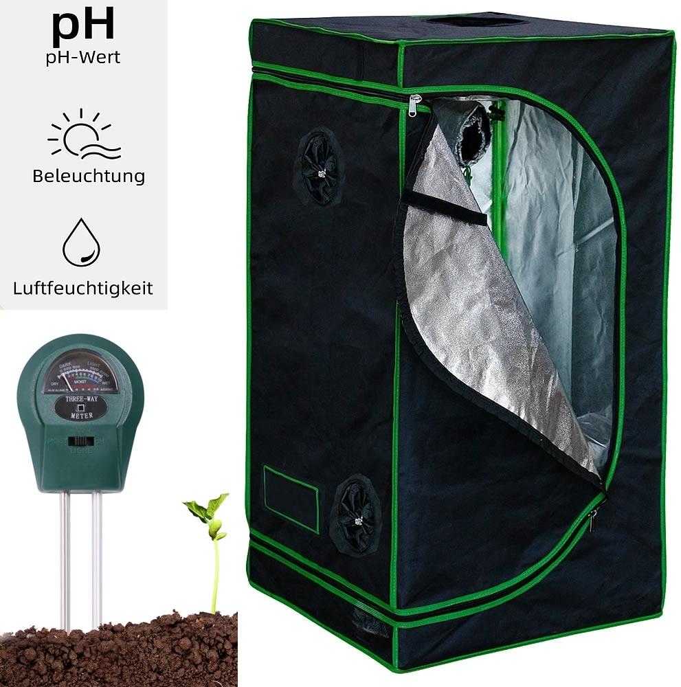 Growbox inkl. 3 in 1 Feuchtigkeitsmessgerät für Pflanzen Gewächshaus Indoor Pflanzenzelt Zuchtzelt Growroom Zuchtschrank Darkroom Zimmergewächshaus Growschrank - 100x100x200 cm Bild 1