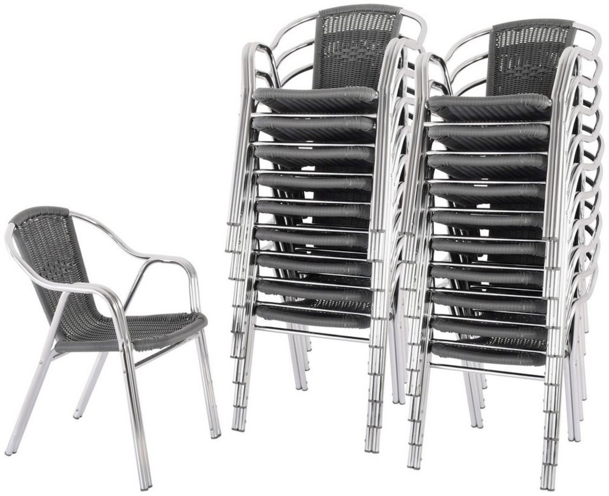 Raburg Bistrostuhl Outdoor-Stapelstuhl mit Armlehnen, Polyrattan, Alugestell, Vita (Set, 20 St), hochwertiges Doppelrohr-Aluminium-Gestell, bis 150 kg Bild 1