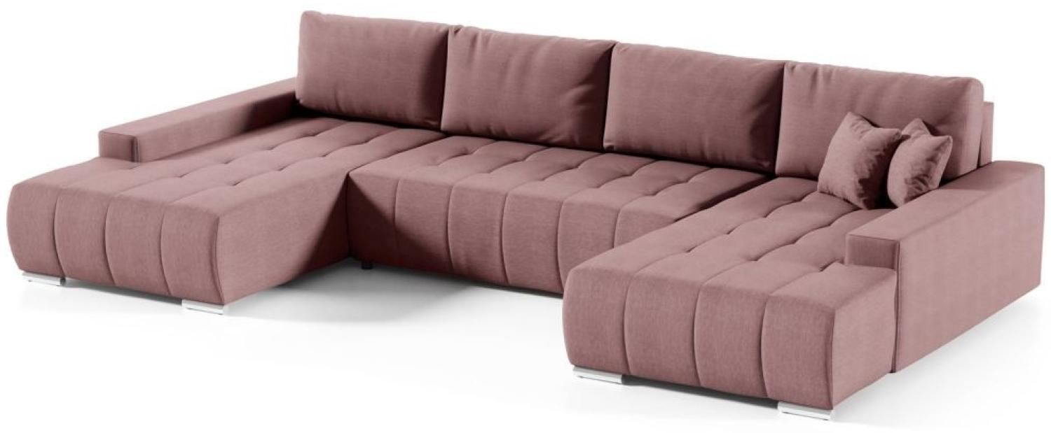 Wohnlandschaft Sofa mit Schlaffunktion VOGAR Stoff Aulla Altrosa Bild 1