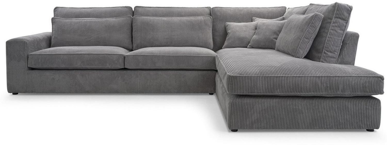 Deine Möbel 24 Ecksofa CAREN MINI Wohnlandschaft Sofa Wohnzimmer L-Couch Cord Samt, Creme Grau Graphit Schwarz 2 Teile Bild 1