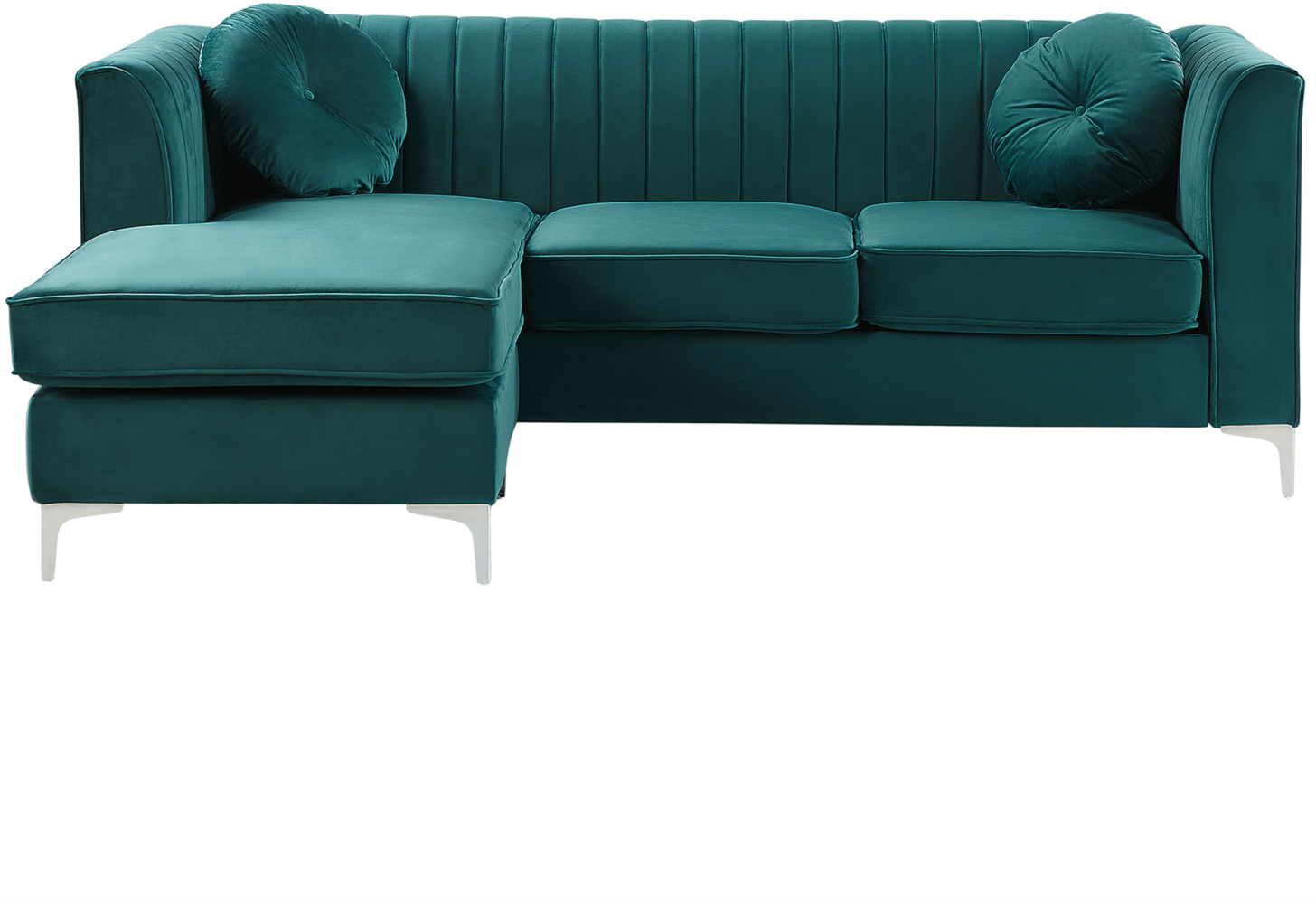 Ecksofa Samtstoff rechtsseitig grün TIMRA Bild 1