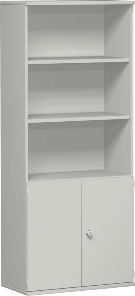 Modulschrank 1. + 2. OH Holztüren, 3. - 5. OH Regal, 80x42x192cm, Lichtgrau Bild 1