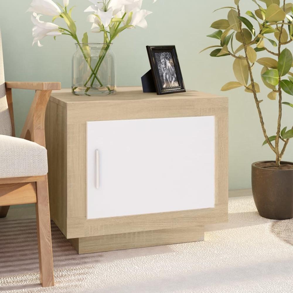 vidaXL Couchtisch Weiß und Sonoma-Eiche 51x50x45 cm Holzwerkstoff 811804 Bild 1