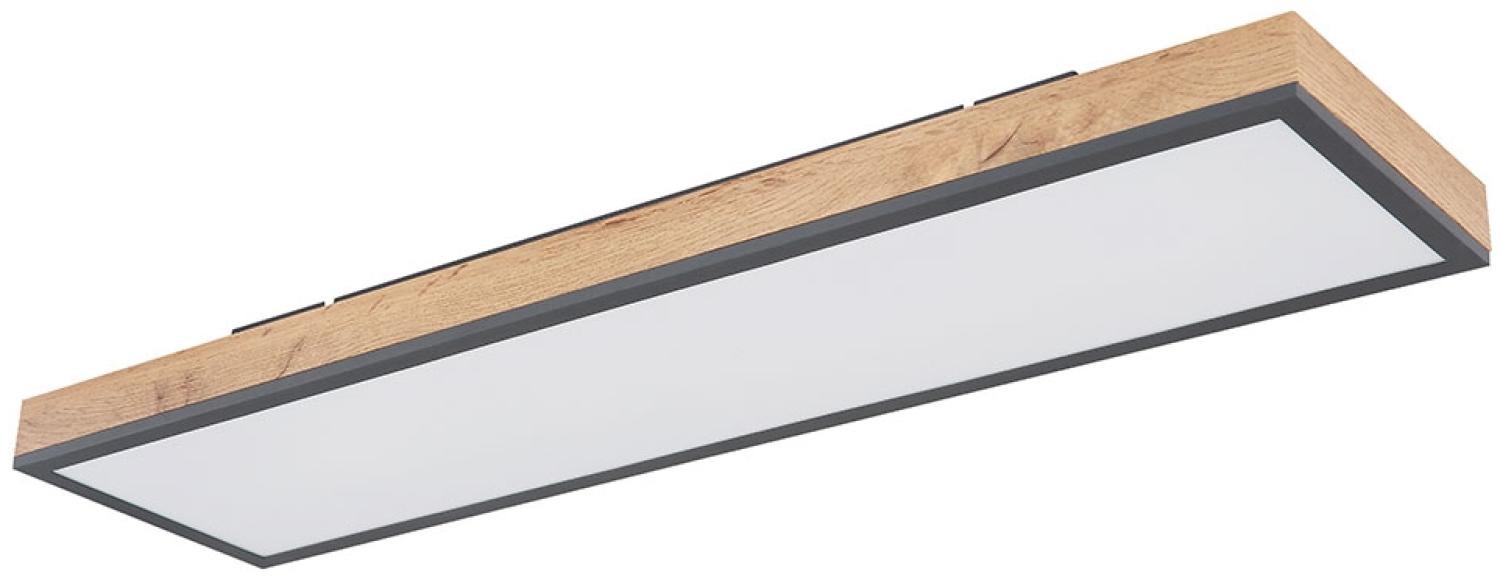 LED Deckenlampe, Holzoptik, weiß opal, L 80cm Bild 1