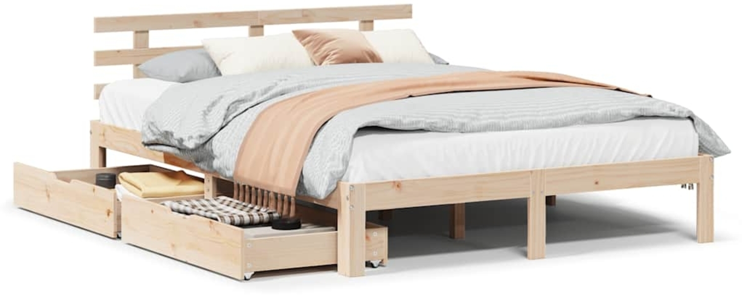 vidaXL Massivholzbett mit Schubladen 120x190 cm Kiefer 3301998 Bild 1