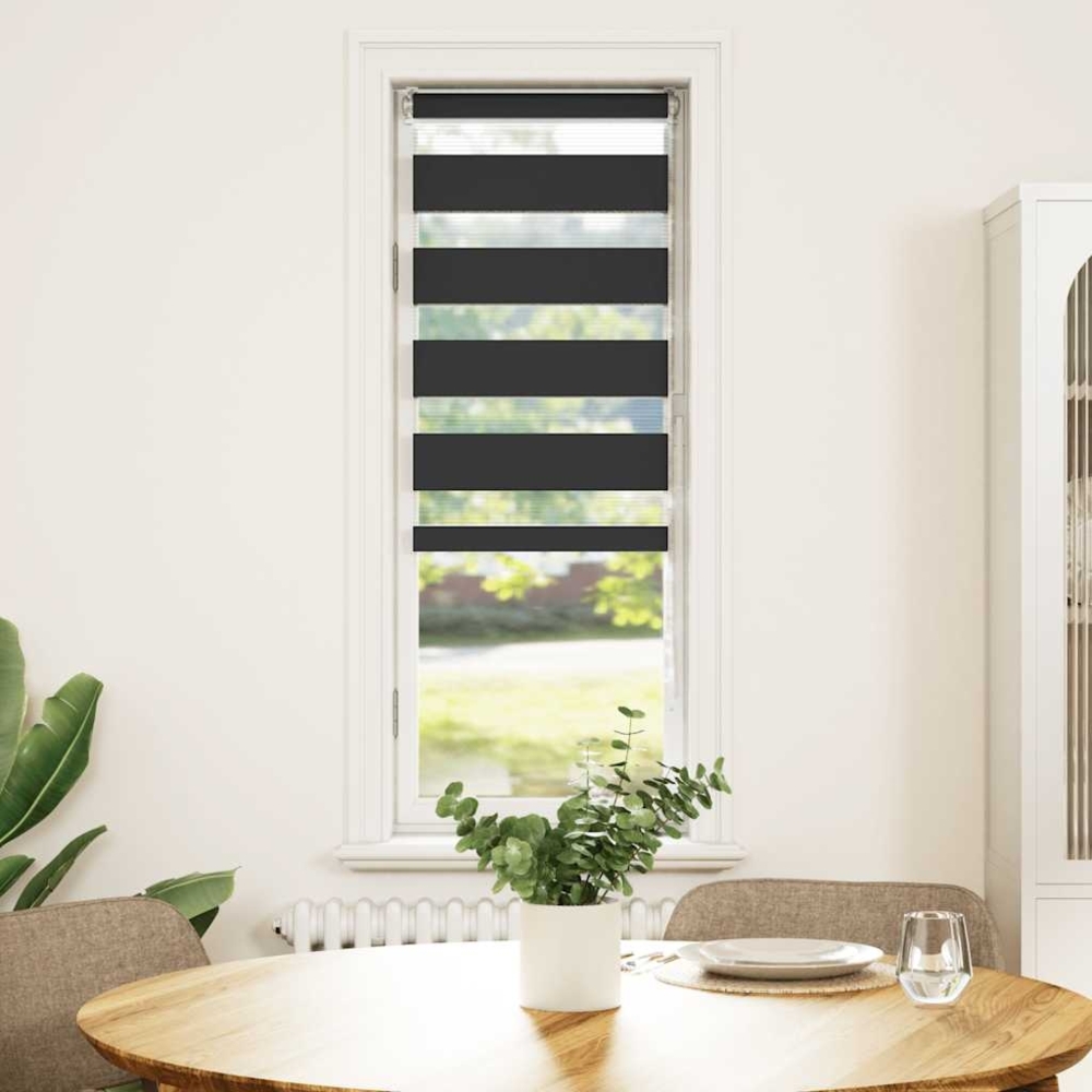 vidaXL Zebrarollo Schwarz 55x100 cm Stoffbreite 50,9 cm Polyester 4014200 Bild 1