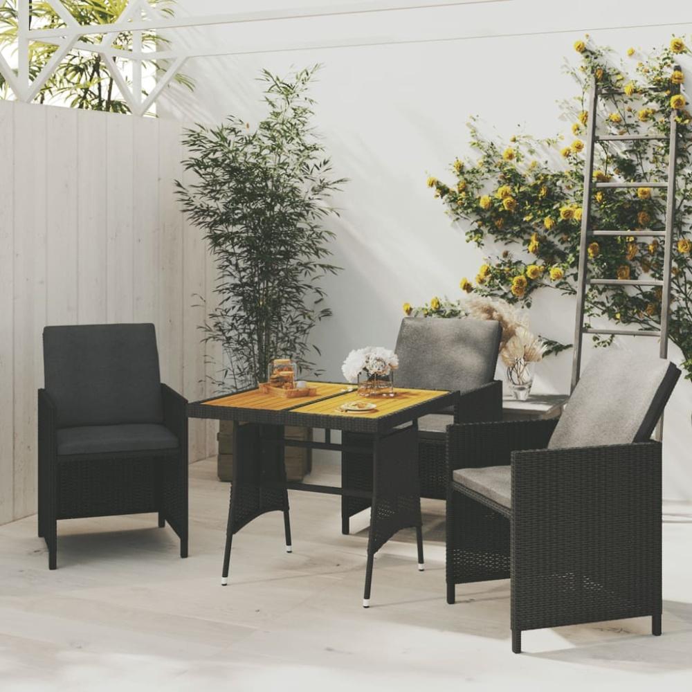 vidaXL Gartentisch Schwarz 70x70x72 cm Poly Rattan & Massivholz Akazie 318692 Bild 1