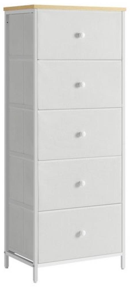 Songmics Highboard mit 5 Stoff-Schubladen, Holz kamelgelb / cremeweiß, 112,3 x 29,8 x 45 cm Bild 1