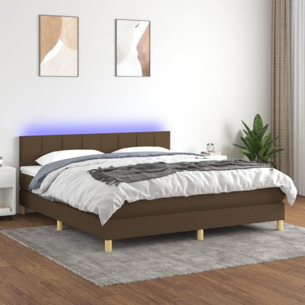 Boxspringbett mit Matratze & LED Dunkelbraun 160x200 cm Stoff (Farbe: Braun) Bild 1