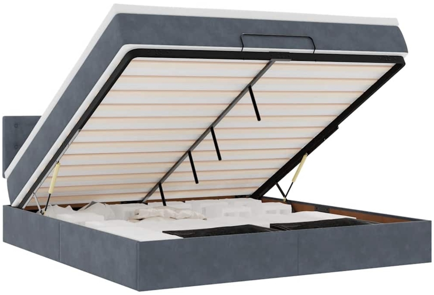 vidaXL Ottoman-Bett mit Matratze Dunkelgrau 180x200 cm Samt 3311934 Bild 1