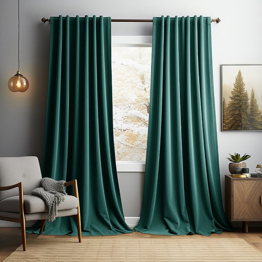 Sunicol Vorhang 2er Set Samtvorhänge Kräuselband Verdunkelungsvorhang, Blickdicht Velvet Gardinen für Schlafzimmer Wohnzimmer Bild 1