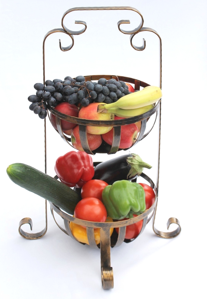 Etagere Obstkorb 10-320 Gemüsekorb 62cm Küchenregal mit 2 Körbe Obstschale Korb Bild 1