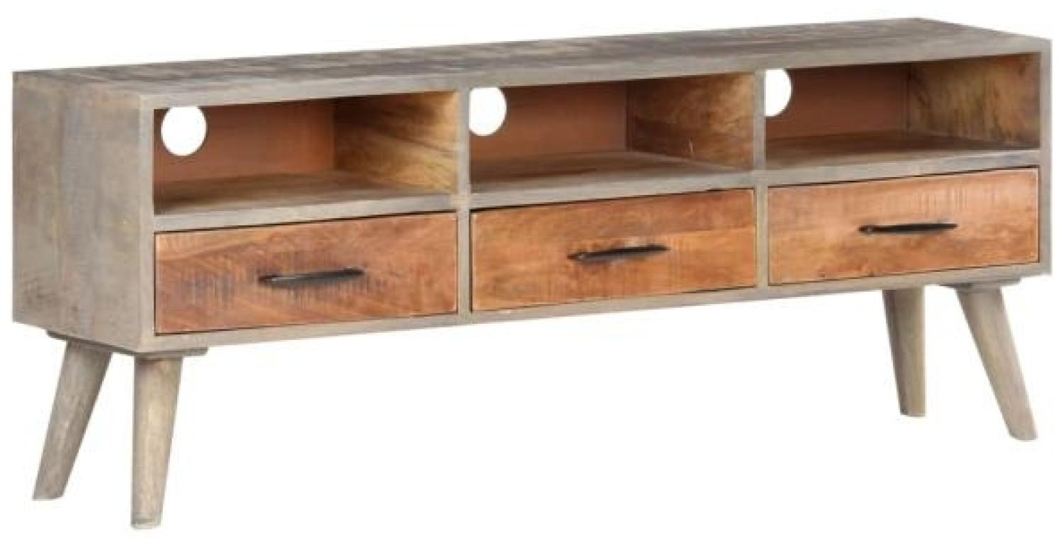 vidaXL TV-Schrank Grau 130x35x51 cm Raues Mango-Massivholz 321805 Bild 1