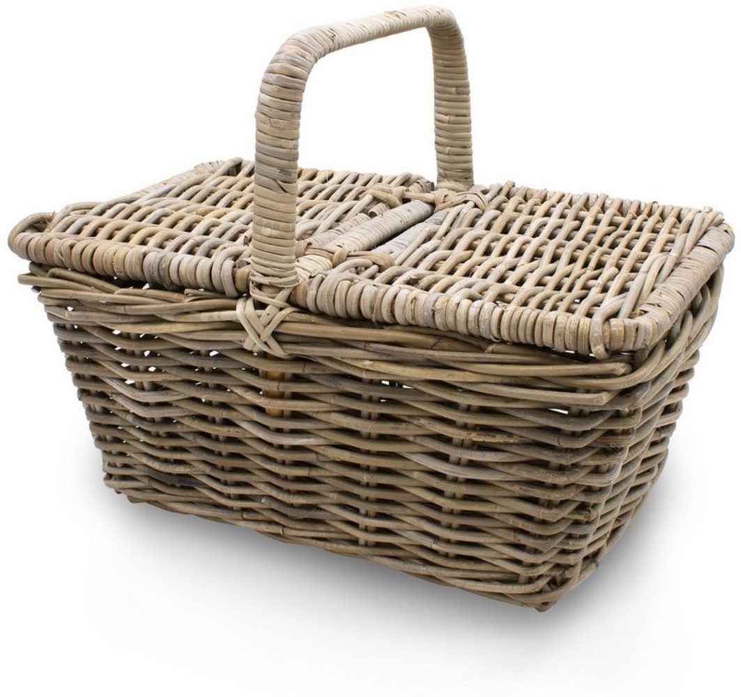 Spetebo Picknickkorb Rattan Picknickkorb mit Deckel (Stück, 1 St, 1), 50x35 cm - Weidenkorb natur mit Tragegriff Bild 1