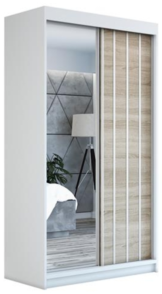 Schwebetrenschrank VIGO 2-trig Schrank 160 cm (mit Spiegel) Farbe: Wei , sonoma Bild 1