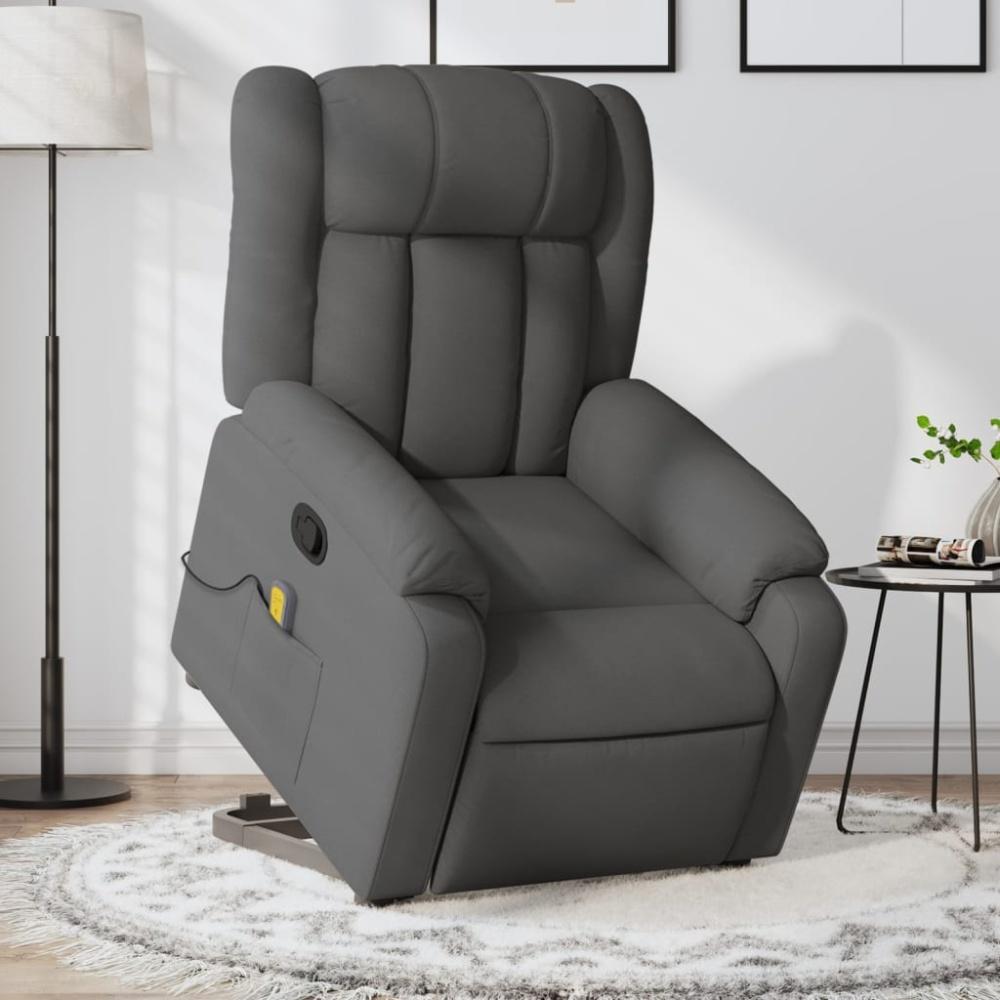 vidaXL Massagesessel mit Aufstehhilfe Dunkelgrau Stoff 3205329 Bild 1