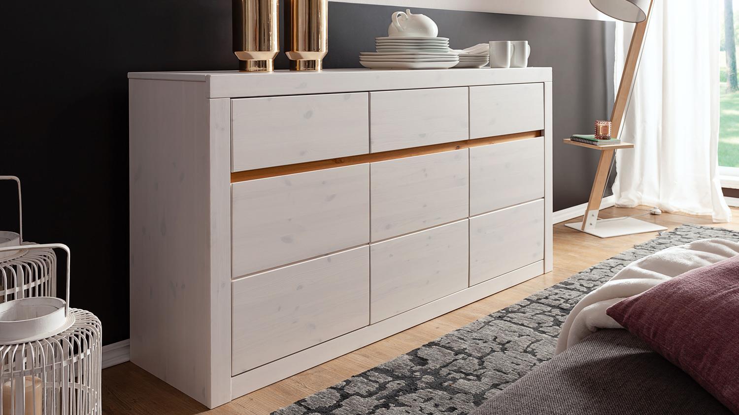 Sideboard GARDA Kiefer weiß eichefarbig Kommode Massivholz Bild 1