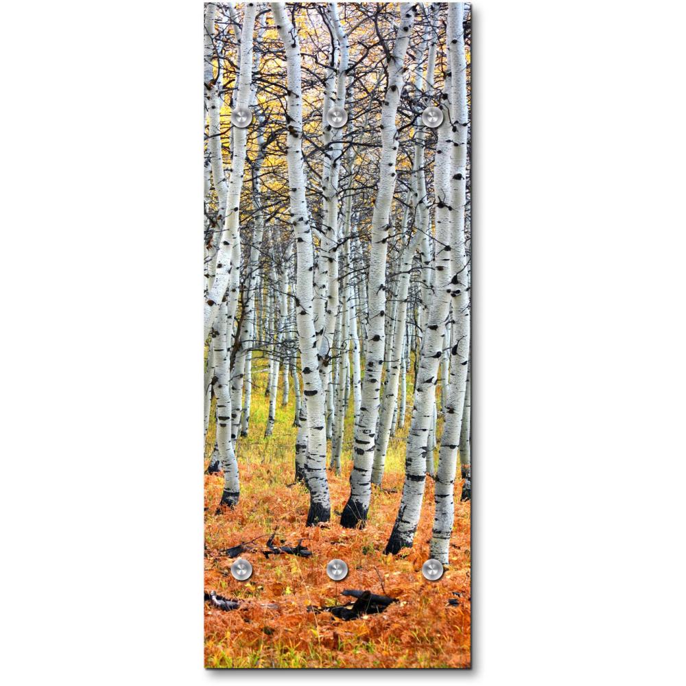 Queence Garderobe - "Golden Autumn" Druck auf hochwertigem Arcylglas inkl. Edelstahlhaken und Aufhängung, Format: 50x120cm Bild 1