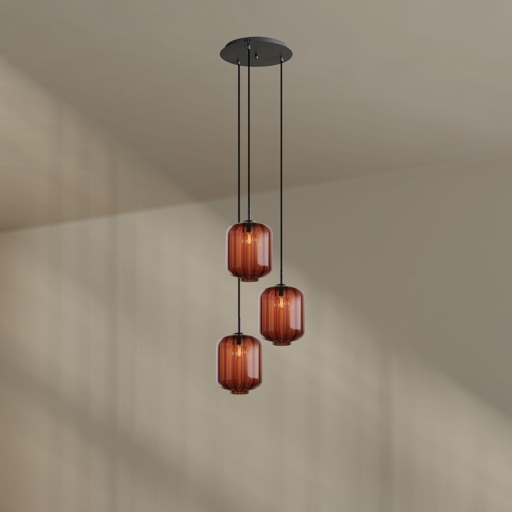 s.luce Velo 3-flammige Galerielampe Ø 40cm Baldachin Ø 25cm Braun, Schwarz Bild 1