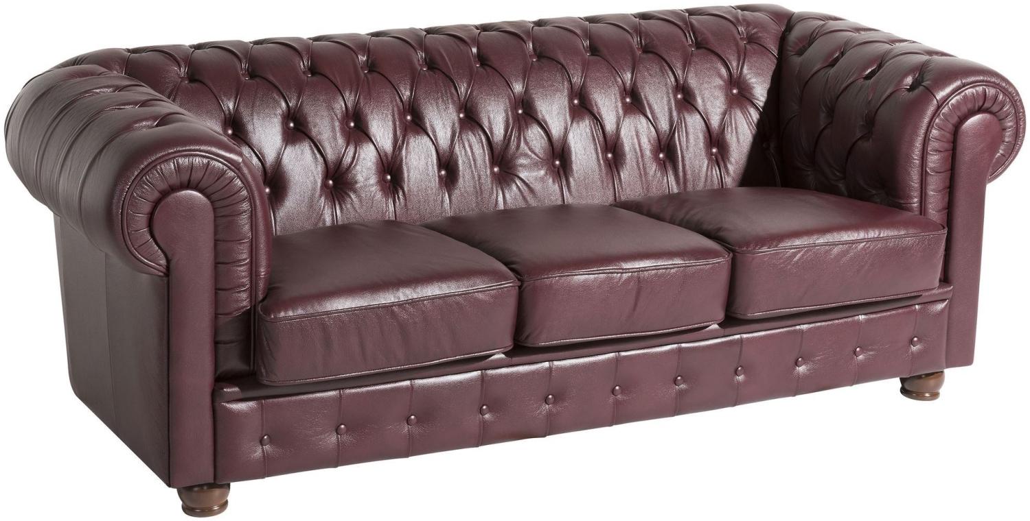 Sofa 3-Sitzer Kalea Bezug Wischleder Buche nussbaum dunkel / rot 21373 Bild 1