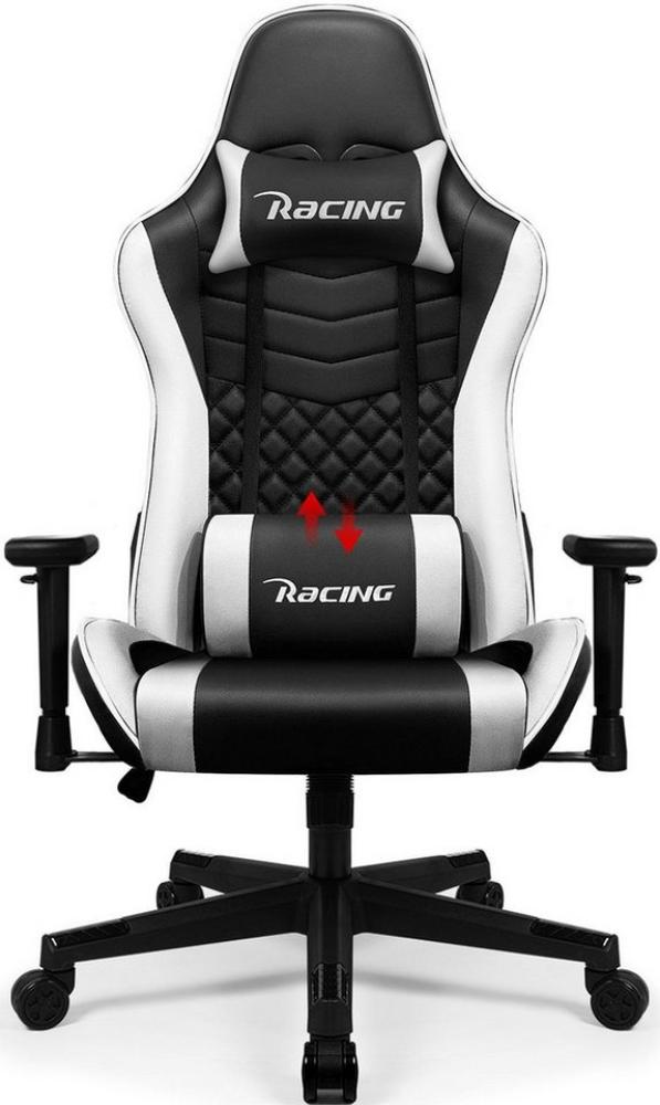 Hiazurm Gaming-Stuhl Gaming Stuhl, Bürostuhl Ergonomisch Wippfunktion bis zu 170° (Gaming Chair mit gepolsterten Armlehnen, 8 cm Höhenverstellung), Verstellbarem Lenden- & Kopfkissen, Gamer Stuhl 150kg Belastbarkeit Bild 1