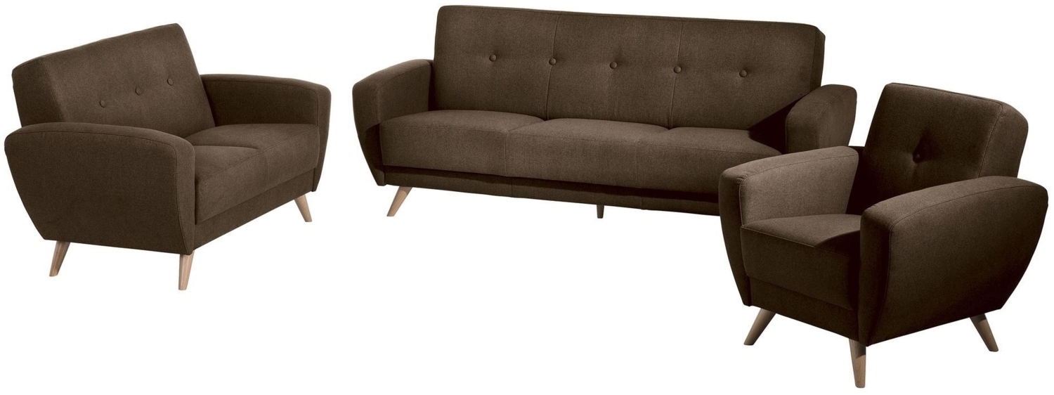 Sofa 3-Sitzer mit Bettfunktion Karen Bezug Samtvelours (mit Clean-Abo Ausrüstung) Buche natur / braun 21838 Bild 1