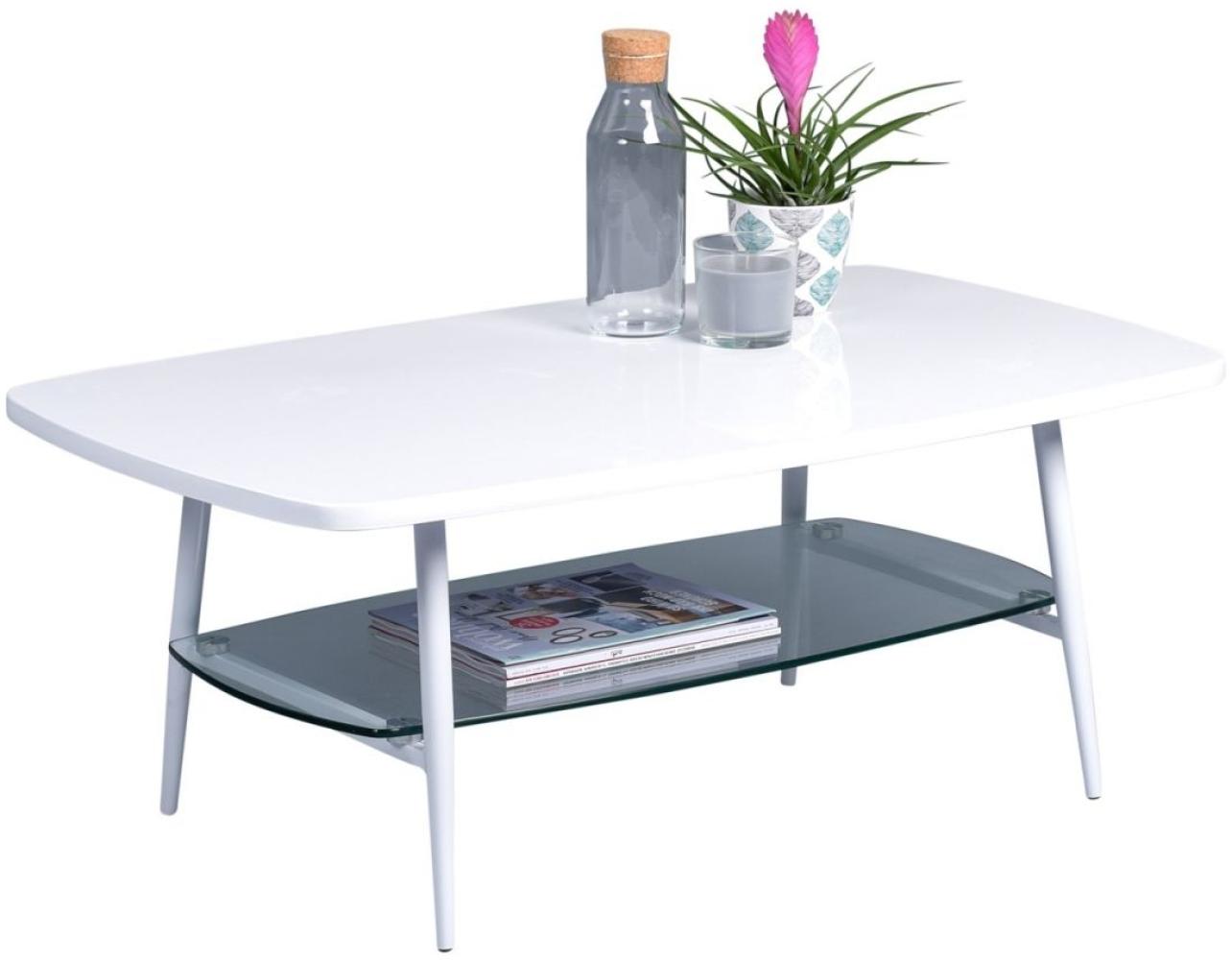 Couchtisch Beistelltisch ANNA 100x60 cm Dekor weiss matt Bild 1