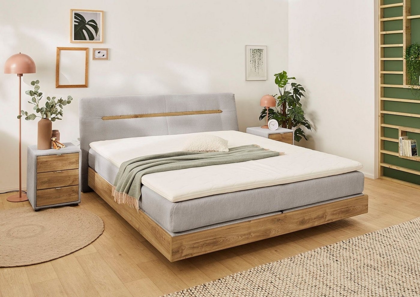 Jockenhöfer 'Hetty Max' Boxspringbett, 180x200 cm, Chenille Grau Bild 1