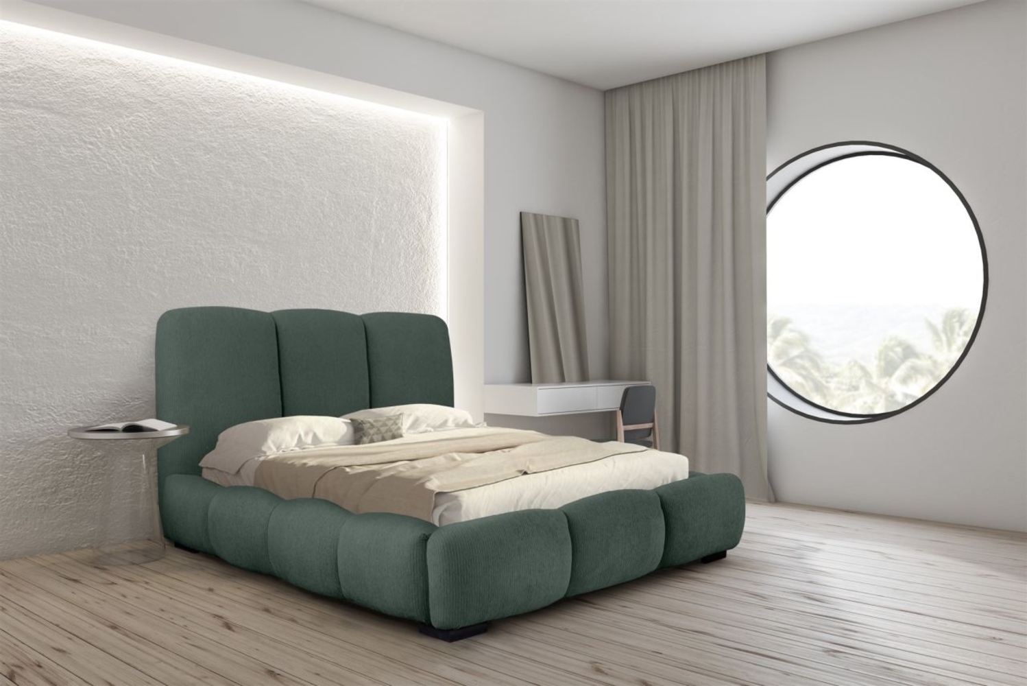 Polsterbett Doppelbett GRACIA 180x200cm in Stoff Allora Grün Bild 1