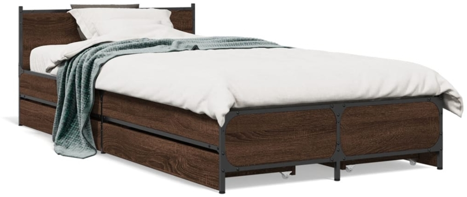 vidaXL Bettgestell mit Schubladen Braun Eichen-Optik 75x190 cm 3279976 Bild 1
