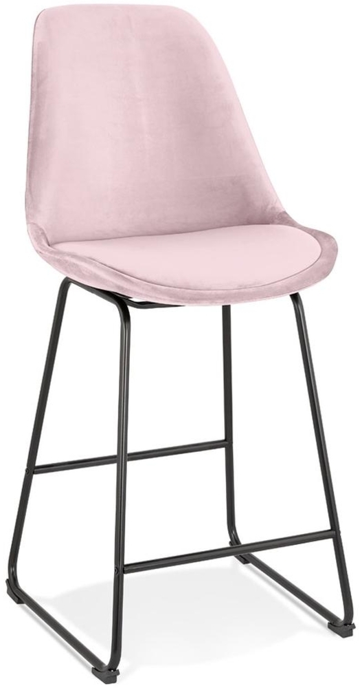 Kadima Design Küchen-Sitzhocker Samt | Sitzhöhe 67 cm | Weich Metallbeine 120 kg | Rosa | Thekenstuhl Bild 1