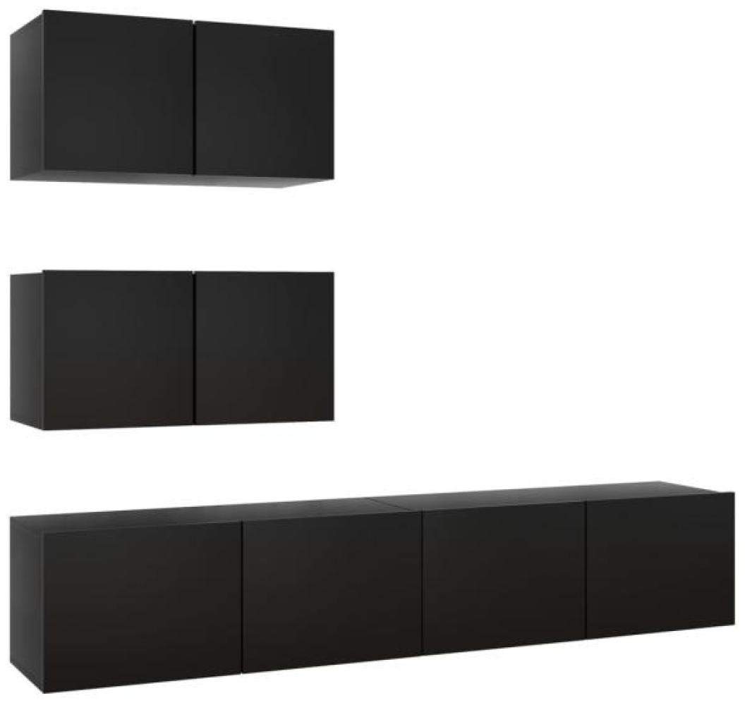 vidaXL 4-tlg. TV-Schrank-Set Schwarz Spanplatte [3078815] Bild 1