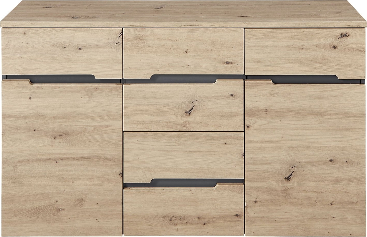 Kommode Melanie / Memphis, Holzwerkstoff, Grau, Holzfarben, 135 x 82 x 38 cm Bild 1